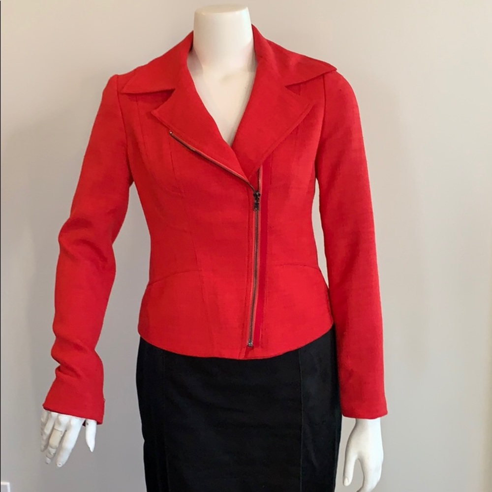 20% off! Tahari red blazer with zipper closure!